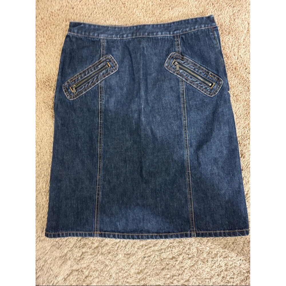 The Limited Y2K Dark Blue Denim Skirt Zipper Pocket size 6 Retro Casual Classic